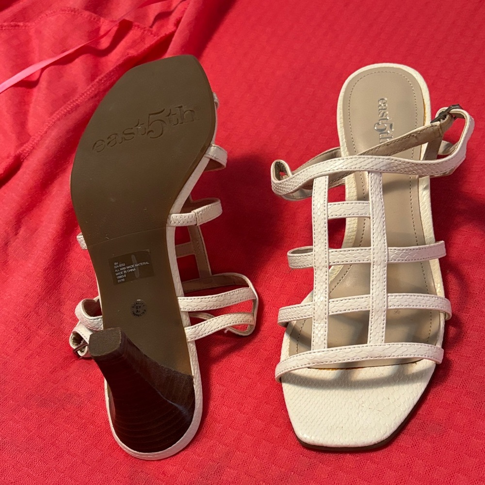 East 5th Women's White Strappy Heels